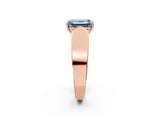 Rose gold Fancy Blue Emerald Cut Diamond Channel Set Solitaire Ring with Four-Prong Setting_14