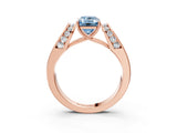 Rose gold Fancy Blue Emerald Cut Diamond Channel Set Solitaire Ring with Four-Prong Setting_15