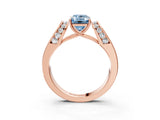 Rose gold Fancy Blue Emerald Cut Diamond Channel Set Solitaire Ring with Four-Prong Setting_39