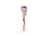 Rose gold Fancy Blue Emerald Cut Diamond Cluster Pavé Band with Four-Prong Setting_14