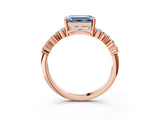 Rose gold Fancy Blue Emerald Cut Diamond Cluster Pavé Band with Four-Prong Setting_15