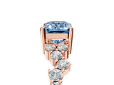 Rose gold Fancy Blue Emerald Cut Diamond Cluster Pavé Band with Four-Prong Setting_17