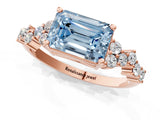 Rose gold Fancy Blue Emerald Cut Diamond Cluster Pavé Band with Four-Prong Setting_4