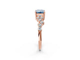 Rose gold Fancy Blue Emerald Cut Diamond Cluster Pavé Band with Four-Prong Setting_5