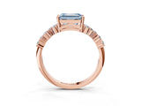 Rose gold Fancy Blue Emerald Cut Diamond Cluster Pavé Band with Four-Prong Setting_6