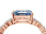 Rose gold Fancy Blue Emerald Cut Diamond Cluster Pavé Band with Four-Prong Setting_7