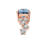 Rose gold Fancy Blue Emerald Cut Diamond Cluster Pavé Band with Four-Prong Setting_8