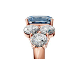 Rose gold Fancy Blue Emerald  Cut Diamond Cluster Ring with Round Accent Stones and Prong Setting on a Classic Band_52