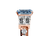 Rose gold Fancy Blue Emerald Cut Diamond Engagement Ring with Baguette Side Stones and Channel Set Band_25