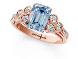 Rose gold Fancy Blue Emerald  Cut Diamond Engagement Ring with Bezel Set Round Side Stones and Prong Setting_53
