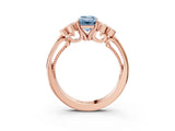 Rose gold Fancy Blue Emerald  Cut Diamond Engagement Ring with Bezel Set Round Side Stones and Prong Setting_55