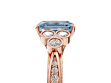 Rose gold Fancy Blue Emerald  Cut Diamond Engagement Ring with Bezel Set Round Side Stones and Prong Setting_57