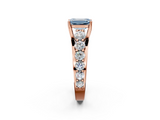 Rose gold Fancy Blue Emerald  Cut Diamond Engagement Ring with Pavé Band and Four-Prong Setting_5