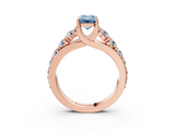 Rose gold Fancy Blue Emerald  Cut Diamond Engagement Ring with Pavé Band and Four-Prong Setting_6