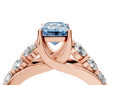 Rose gold Fancy Blue Emerald  Cut Diamond Engagement Ring with Pavé Band and Four-Prong Setting_7