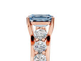 Rose gold Fancy Blue Emerald  Cut Diamond Engagement Ring with Pavé Band and Four-Prong Setting_8