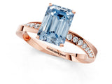 Rose gold Fancy Blue Emerald Cut Diamond Engagement Ring with Side Stone Accents and Four-Prong Setting_13