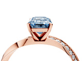 Rose gold Fancy Blue Emerald Cut Diamond Engagement Ring with Side Stone Accents and Four-Prong Setting_16