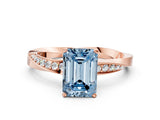 Rose gold Fancy Blue Emerald Cut Diamond Engagement Ring with Side Stone Accents and Four-Prong Setting_72
