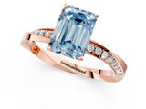 Rose gold Fancy Blue Emerald Cut Diamond Engagement Ring with Side Stone Accents and Four-Prong Setting_73