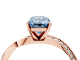 Rose gold Fancy Blue Emerald Cut Diamond Engagement Ring with Side Stone Accents and Four-Prong Setting_76