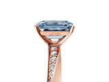 Rose gold Fancy Blue Emerald Cut Diamond Engagement Ring with Side Stone Accents and Four-Prong Setting_77