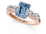 Rose gold Fancy Blue Emerald  Cut Diamond Five-Stone Prong Set White Gold Ring_33