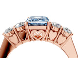 Rose gold Fancy Blue Emerald  Cut Diamond Five-Stone Prong Set White Gold Ring_36