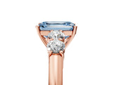 Rose gold Fancy Blue Emerald  Cut Diamond Five-Stone Prong Set White Gold Ring_37