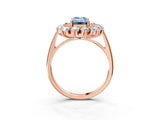 Rose gold Fancy Blue Emerald Cut Diamond Floral Double Halo Engagement Ring with Prong Setting_63