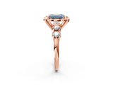 Rose gold Fancy Blue Emerald  Cut Diamond Floral Halo Engagement Ring with Shared Prong Setting 4