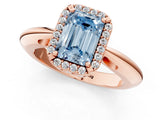 Rose gold Fancy Blue Emerald  Cut Diamond Halo Engagement Ring with Split Shank and Four-Prong Setting_107