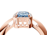 Rose gold Fancy Blue Emerald  Cut Diamond Halo Engagement Ring with Split Shank and Four-Prong Setting_110