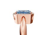 Rose gold Fancy Blue Emerald  Cut Diamond Halo Engagement Ring with Split Shank and Four-Prong Setting_111