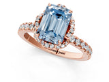 Rose gold Fancy Blue Emerald Cut Diamond Halo Pave Band with Four-Prong Setting_4