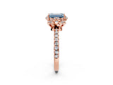 Rose gold Fancy Blue Emerald Cut Diamond Halo Pave Band with Four-Prong Setting_5