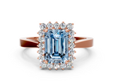 Rose gold Fancy Blue Emerald  Cut Diamond Halo Ring with Round Brilliant Halo and Solitaire Band_87