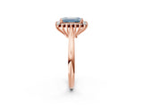 Rose gold Fancy Blue Emerald  Cut Diamond Halo Ring with Solitaire Band and Prong Setting_54