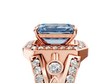 Rose gold Fancy Blue Emerald Cut Diamond Halo Ring with Split Shank and Bezel Accents and Four-Prong Setting_5