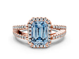 Rose gold Fancy Blue Emerald Cut Diamond Halo Split Shank Engagement Ring_60