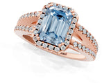 Rose gold Fancy Blue Emerald Cut Diamond Halo Split Shank Engagement Ring_61