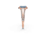 Rose gold Fancy Blue Emerald Cut Diamond Halo Split Shank Engagement Ring_62
