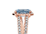 Rose gold Fancy Blue Emerald Cut Diamond Halo Split Shank Engagement Ring_65
