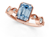 Rose gold Fancy Blue Emerald  Cut Diamond Milgrain Marquise Band with Prong Setting_4