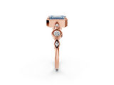 Rose gold Fancy Blue Emerald  Cut Diamond Milgrain Marquise Band with Prong Setting_5
