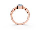 Rose gold Fancy Blue Emerald  Cut Diamond Milgrain Marquise Band with Prong Setting_6