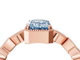Rose gold Fancy Blue Emerald  Cut Diamond Milgrain Marquise Band with Prong Setting_7
