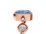 Rose gold Fancy Blue Emerald  Cut Diamond Milgrain Marquise Band with Prong Setting_8