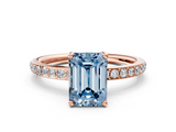 Rose gold Fancy Blue Emerald  Cut Diamond Pavé Band Ring with Four-Prong Setting_24