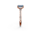 Rose gold Fancy Blue Emerald  Cut Diamond Pavé Band Ring with Four-Prong Setting_26